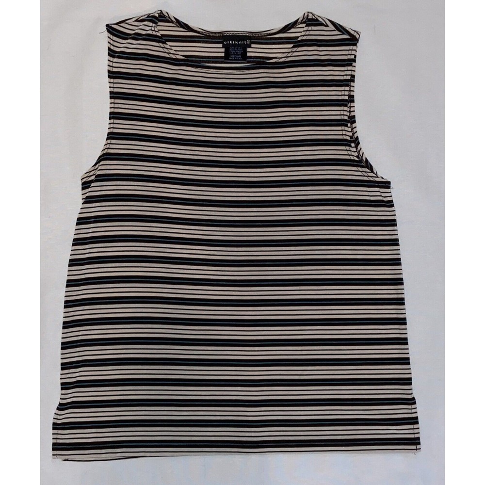 Citiknits Travelers Knit Wrinkle Free Stripe Sleeveless Tank Shell Medium EUC